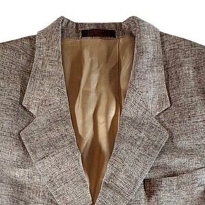 English Manor Silk Blazer Men 40R Tan Vintage Textured Sport Coat Made in Poland